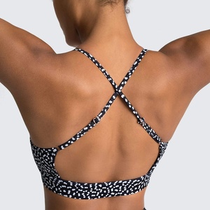 Women's Yoga Outfit Activewear 2 Piece Workout Gym <b>Cross</b> Strap Crop <b>Top</b> High Waist Shorts Sublimated Bra Short Set - Product Image 4