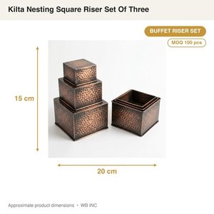 Antique Copper Handmade Iron <b>Table</b> Nesting Square <b>Riser</b> Set 20cm for Home Decorations - Product Image 4