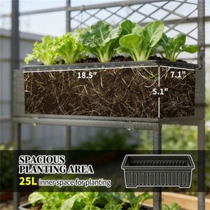 Fioriera Nera da Esterno con Supporto per Piante, Vaso da Giardino, Letto per Piante - Recinzione, Traliccio e Cancelli Durevoli per la Coltivazione Esterna - Product Image 4
