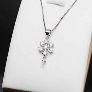 S925 Silver <b>Pearl</b> Jewelry DIY Accessories Semi Finished Fine <b>Pendants</b> <b>Charms</b> Empty Tray Personalized Head Snowflake <b>Pendant</b> for - Product Image 2