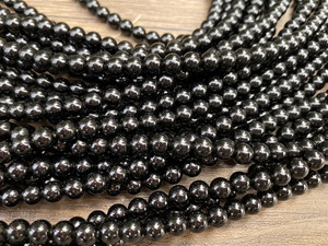 Perles rondes en obsidienne noire naturelle de 8 mm, pierres précieuses polies pour la fabrication de bracelets et de bijoux - Product Image 2