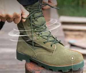 Bottes tactiques d'extérieur à tige haute pour hommes, en faux daim, à lacets, chaussures de randonnée durables - Product Image 5