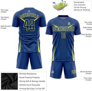 Ensemble de maillot de football jaune personnalisé avec nom et numéro d'équipe 23, col en V, manches courtes, uniforme respirant en polyester pour hommes adultes - Product Image 4