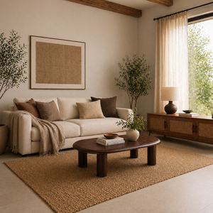 Mesa de Centro Ovalada Moderna y Contemporánea de Madera de Teca Duradera, Mueble Decorativo Multiusos para el Hogar, Venta al Por Mayor - Product Image 5