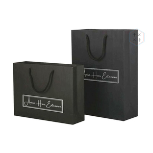 Sac en papier avec poignée pour extension de cheveux perruque avec logo personnalisé - Product Image 1