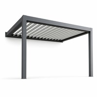 Pergola motorisée à lames orientables en alliage d'aluminium thermolaqué, avec capteur de pluie, LED, écologique, résistante au vent, pour jardin extérieur