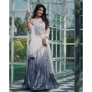 Diseñador Lehenga Choli para fiestas Vestidos de cóctel con Dori y lentejuelas Trabajo Elegante desgaste de fiesta - Product Image 5