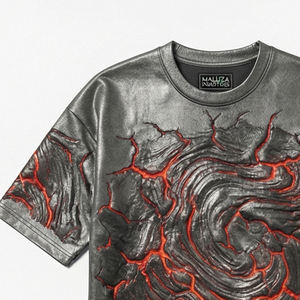 Camiseta Urbana de Lujo con Brillo Metálico, Camisa de Diseñador de Moda Oversize, Estilo Casual para Hombre, Europa, Estados Unidos, MALUZA INDUSTRIES - Product Image 2