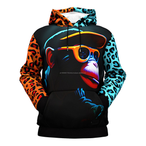 Sweat à capuche homme en molleton 100% coton, coupe ajustée, motif sublimation plantes marines, écologique, chaud, mode urbaine hiver - Product Image 4