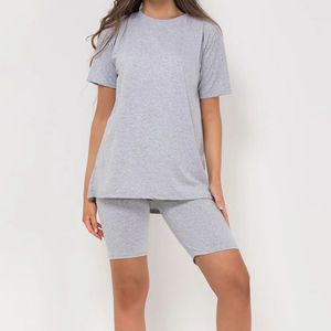 Ensemble T-shirt et short pour femme, coupe slim, manches courtes, tendance été, service OEM, séchage rapide, respirant - Product Image 2