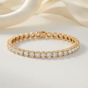 9K Solid Yellow Gold Luxury Chain & Link Tennis <b>Bracelet</b> GIA Certified Modern Everyday <b>Fine</b> Jewelry for Women - Product Image 3