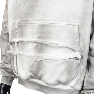 Sudadera con Capucha Premium Personalizada, Diseño Desgastado y Dibujado a Mano, Lavado Vintage, Forro de Waffle de Doble Capa, Corte Recortado para Hombre - Product Image 3