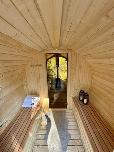 Sauna panoramique de style nordique, cabine de sauna extérieure à bois avec façade entièrement vitrée - Product Image 6