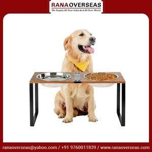 ชามอาหารสุนัขสเตนเลสพร้อมขาตั้งไม้สำหรับอาหารแมวและน้ำที่เชื่อถือได้ - Product Image 2