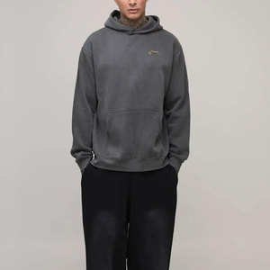 Sudadera con Capucha Oversize para Hombre, Estilo Urbano, Estampado de Águila, Negra, de Algodón Tejido, Corte Regular, Logotipo Frontal, Transpirable, para Otoño - Product Image 4