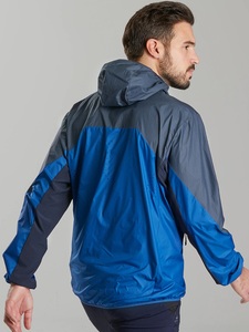 <b>Men's</b> Hooded Windproof <b>Jacket</b> Blue Gray Color Blocking Zipper Front Sporty Outdoor Wear Autumn Regular Fit - Product Image 2