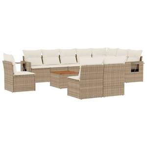 Conjunto de Sofás Modulares Grandes de Ratán Sintético PE Beige para Jardín, Muebles de Jardín Modulares Cómodos - Product Image 2