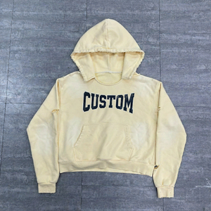Sweat-shirts à capuche surdimensionnés et courts, personnalisés, avec strass et fermeture éclair, style camouflage, pour streetwear, unisexes, vente en gros OEM - Product Image 5