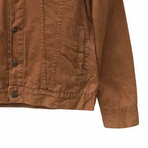 Outdoor Adventure Essential Solid Brown Embroidered Button-down Placket Cropped Jean <b>Jacket</b> Custom <b>Men's</b> Relaxed Fit Vintage - Product Image 4