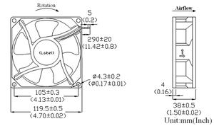 Ventilateur axial à air chaud 48 VDC pour cabine de peinture, avec impeller métallique et plaque carrée de Taïwan - Product Image 2