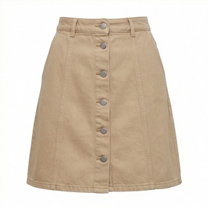 Women's <b>Khaki</b> Pencil Skirt Knee-Length Solid Color Cotton Bamboo Fiber Casual Style With Pocket Regular Waistline - Product Image 1