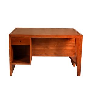 Juego de Muebles de Oficina Estilo Pierre Jeanneret al por Mayor, Escritorio de Madera Maciza con Superficie de Cuero Verde y Silla de Oficina de Ratán con Patas en V - Product Image 6