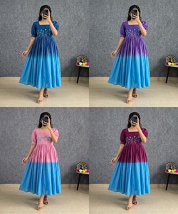 Robe longue en coton fantaisie, faite à la main, style ethnique, pour femmes, tenue de mariage, style Inde Pakistan, ST-230 85352 - Product Image 2