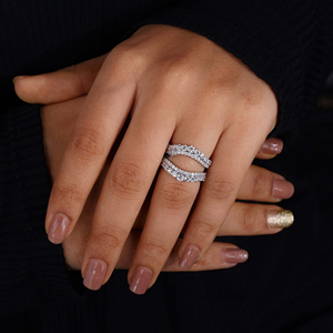 Double Row Moissanite Wrap <b>Ring</b> Open Wedding Band Luxury <b>Statement</b> <b>Ring</b> Diamond Anniversary <b>Ring</b> for Women 925 <b>Silver</b> 14K Gold - Product Image 5