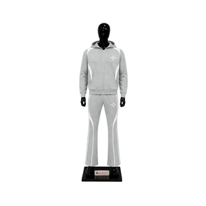 Conjunto Deportivo Personalizado de Dos Piezas para Hombre, Chaqueta con Cremallera Completa y Paneles Blancos en Contraste, Pantalones Acampanados, Ropa Deportiva al por Mayor OEM Streetwear - Product Image 1