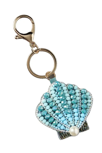 Beaded Rose Flower Keychain Pink Green Leaf Pattern Fashion Bag Charm Accessory - Product Image 2