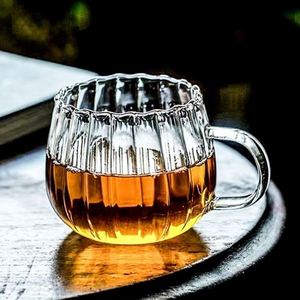 แก้วกาแฟนมสำหรับใช้ในครัวเรือน ทนความร้อนสูง ทรงใหญ่ ลายทาง ทำจากแก้วบอโรซิลิเกตคุณภาพสูง พร้อมหูจับ - Product Image 2