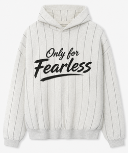 <b>Only</b> For Fearless Striped Hoodie <b>Men's</b> Cotton Polyester Blend Casual Hooded Sweatshirt Regular Fit Front Print Autumn Wear - Product Image 3