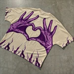 เสื้อยืดคอตตอนฮิปฮอปสไตล์ไฮสตรีท พิมพ์ลายพัฟฟ์แบบกำหนดเอง ล้างสีแบบแอซิดวอช สไตล์บาติก คอกลม เสื้อสตรีทแวร์สำหรับใส่กลางแจ้ง - Product Image 2