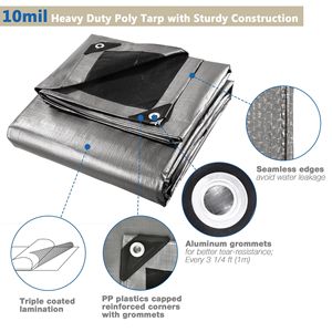 Telo in polietilene resistente 10x12ft argento+nero - Product Image 3