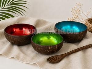 ชามมะพร้าวทำมือพร้อมลวดลายธรรมชาติ ภาชนะจากเปลือกมะพร้าวเป็นมิตรกับสิ่งแวดล้อม สำหรับขายส่งของใช้ในบ้านและผู้จัดจำหน่ายปลีก - Product Image 5