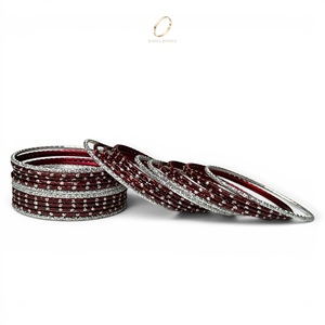 Wholesale Kids Mehroon Wine <b>Red</b> Stainless Steel Bangles Set for Girls Fancy Party Wear Indian Fashion Jewelry Manufacturer - Product Image 4