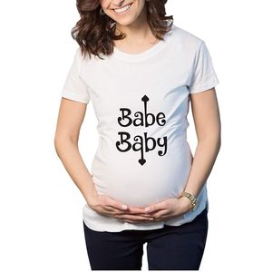 T-shirt imprimé pour femme Babe Baby, noir, col rond, décontracté, manches courtes, 100 % coton jersey, coupe classique - Product Image 5
