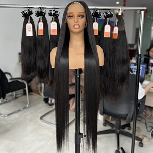 Extensiones de cabello humano de alta calidad sin enredos 100% cutícula completa hueso alineado peluca recta Color negro azabache precio al por mayor - Product Image 4