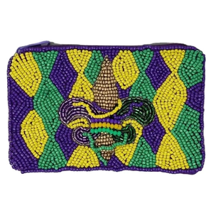 Monedero de cuentas bordado estilo Mardi Gras, hecho a mano en India, para mujeres y niñas, con etiquetas y tarjetas - Product Image 1