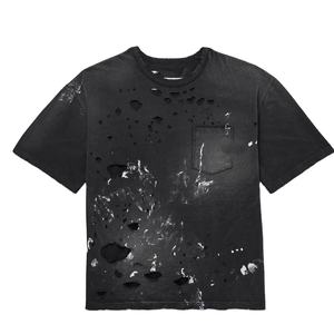 Camisetas Modernas Holgadas con Efecto Desgastado para Hombre, 100% Algodón, Ligeras, con Impresión de Logotipo Personalizado, Ropa Urbana, Servicio OEM - Product Image 1