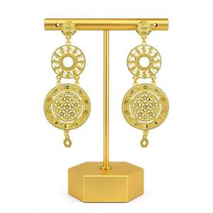 Wholesale 14K18K24K <b>Gold</b> Plated <b>Earrings</b> Dubai Style <b>Dangle</b> <b>Earrings</b> Turkish Flower Design <b>Gold</b> Filled <b>Earrings</b> Fashion <b>Earrings</b> - Product Image 1