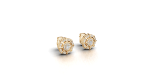 Pendientes Aarinya Stella con Diamantes de Laboratorio, Diseño Octagonal Geométrico con Halo, Diamantes Cultivados en Laboratorio, Oro de 18K, Estilo Art Deco - Product Image 5