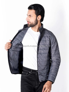 Chaqueta acolchada de plumón para hombre, personalizada, con cuello alto, cremallera, abrigo de invierno, grosor estándar, cortavientos, transpirable, bajo cuello frontal - Product Image 4