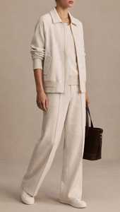 Conjunto Deportivo de Mujer con Cuello Alto y Cremallera, Top de Manga Larga, Pantalones Anchos, Ajuste Holgado, Diseño Estampado de Spandex/Algodón - Product Image 4