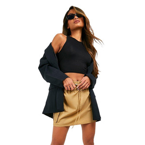 High Quality <b>Women's</b> <b>Black</b> Sleeveless <b>Crop</b> <b>Top</b> Solid Knitted Quick Dry Sporty O-Neck Slim Fit Spring Summer T Shirts <b>For</b> <b>Women</b> - Product Image 5