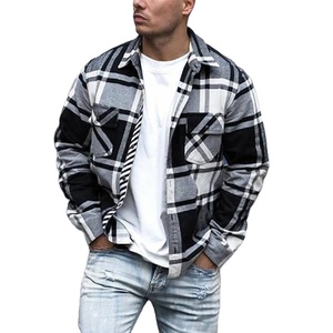 Fall <b>Mens</b> Fashion Plaid Printed <b>Jackets</b> for <b>Men</b> <b>Long</b> Sleeve Turndown Collar Buttoned Outerwear Casual <b>Jacket</b> - Product Image 4