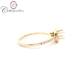 18K AU750 CLASSIQUE HALO OR ROSE VÉRITABLE DIAMANT NATUREL 4.0MM MONTAGE DE BAGUE DE FIANÇAILLES RONDES pour MARIAGE ET ANNIVERSAIRE - Product Image 4