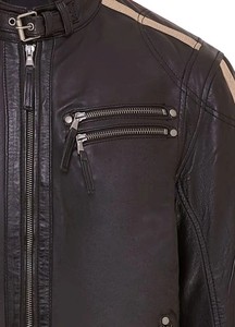Blouson de motard en cuir de luxe pour homme, manteau de motard haut de gamme en cuir véritable, service d'échantillons OEM ODM disponible - Product Image 2