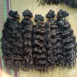 Extensions de cheveux humains indiens Remy en vrac, tissage simple, double trame, noir naturel, cheveux longs ondulés - Product Image 6
