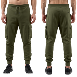 Pantalon de jogging unisexe vert olive en molleton bouclette, coton épais, basique et décontracté, le plus vendu - Product Image 2